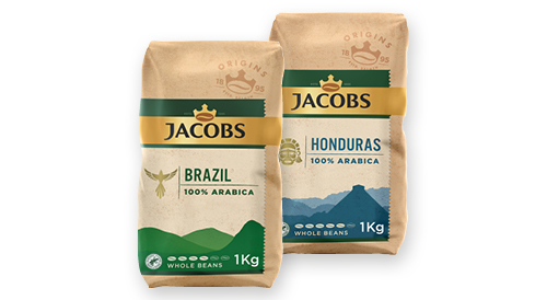 Kafijas pupiņas JACOBS ORIGINS, 1 kg, divi veidi    