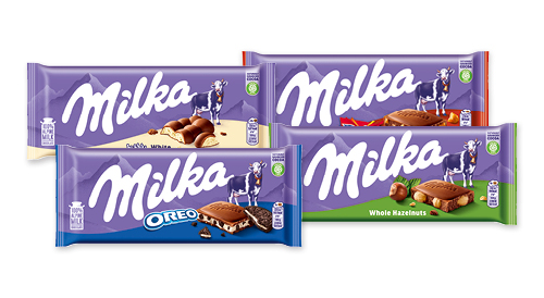 Šokolāde MILKA, 95 g vai 100 g, četri veidi