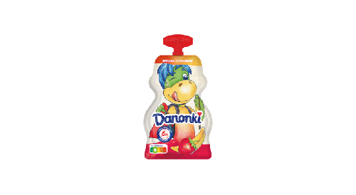 DANONKI Pouch jogurts ar banānu un zemeņu garšu, 70g