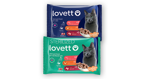 Konservētā kaķu barība LOVETT, 1 iepak./4x 100 g, divi veidi
