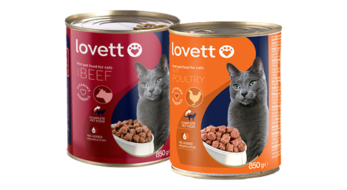 Konservētā kaķu barība LOVETT, 850 g, divi veidi