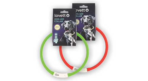 Suņu LED kakla siksna LOVETT, 1 gab., divas krāsas