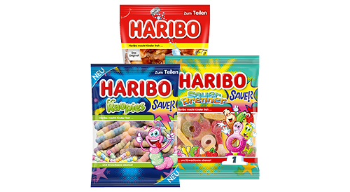 Košļājamās konfektes HARIBO, 160-200 g, trīs veidi