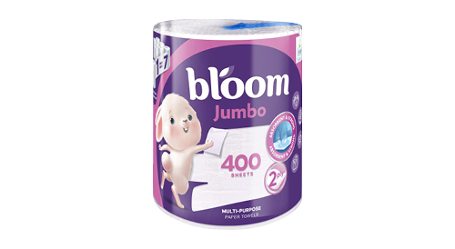 Papīra dvieļi BLOOM JUMBO, 1 rullis/400 loksnes, divi slāņi