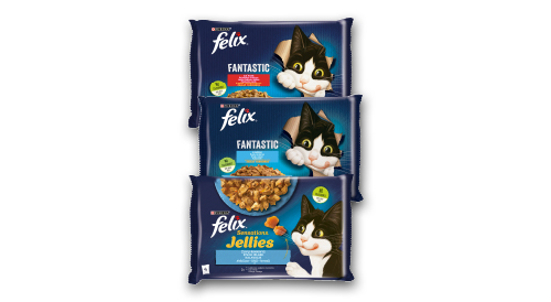 Konservētā kaķu barība FELIX, 1 iepak./4x 85 g, trīs veidi