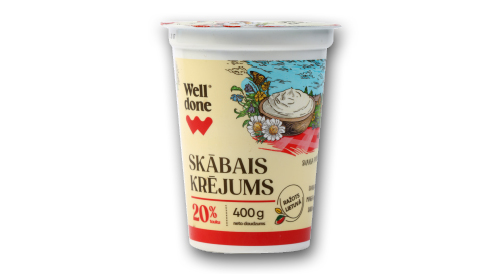 Skābais krējums WELL DONE, 400 g, 20%