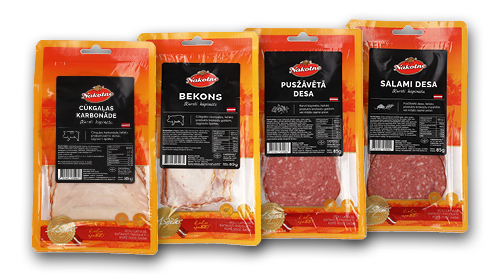 Karsti kūpināta gaļa vai desa šķēlēs NĀKOTNE, 85 g, četri veidi