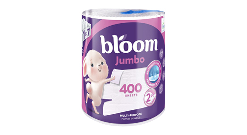 Papīra dvieļi BLOOM JUMBO, 1 rullis/400 loksnes, divi slāņi