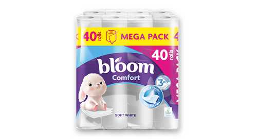 Tualetes papīrs BLOOM COMFORT WHITE, 1 iepak./40 ruļļi, trīs slāņi